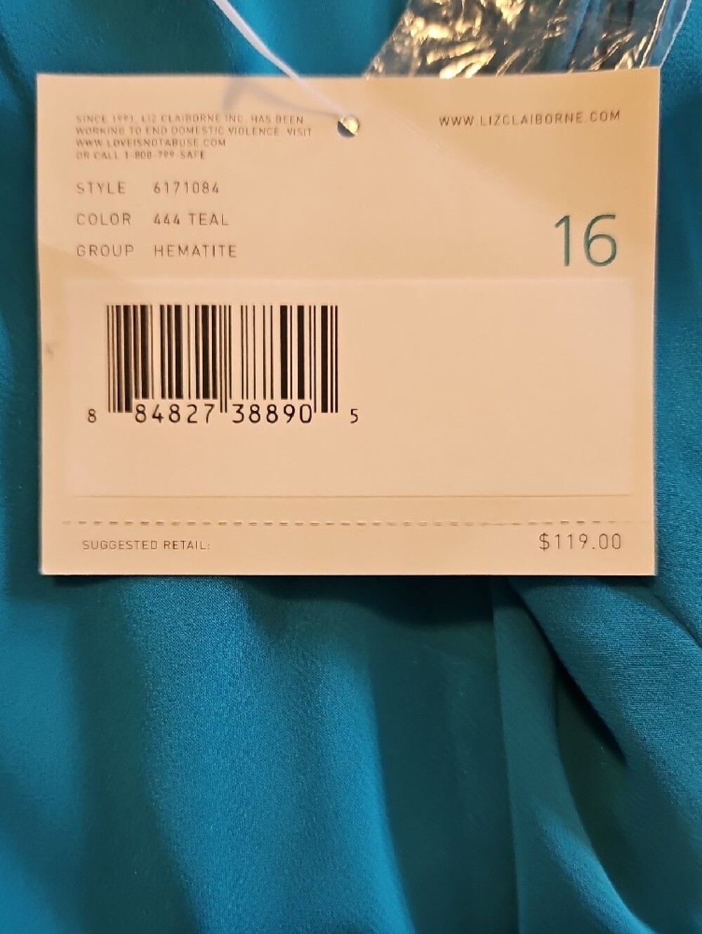 NWT Liz Claiborne Teal Sleeveless Midi Dress with Drop Waist - Picture 6 of 6